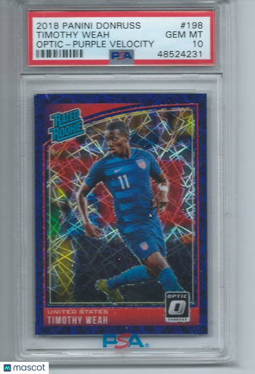 2018 Panini Donruss Timothy Weah #198 Optic Purple Velocity PSA 10