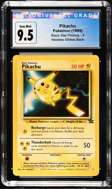1999 Pokemon #4 Pikachu Black Star Promos - Mewtwo Strikes Back CGC 9.5