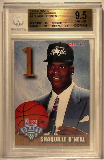 1992-93 NBA HOOPS DRAFT REDEMPTION #A SHAQUILLE O'NEAL ROOKIE BGS 9.5 GEM MINT