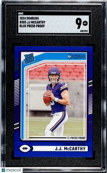 2024 Donruss JJ Mccarthy #303 Blue Press Proof SGC 9