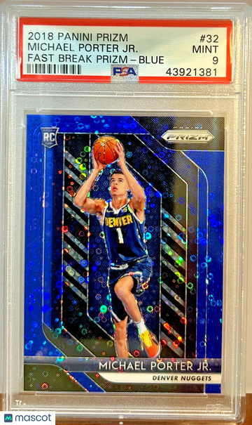 2018-19 Panini Prizm Michael Porter Jr. #32 Blue Fast Break Prizm Parallel/Variety Rookie Base Set PSA 9