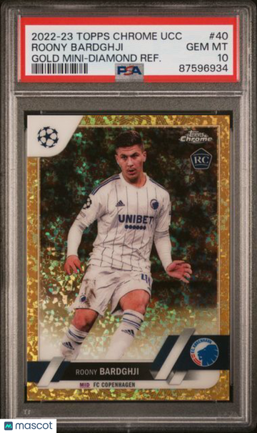 2022-23 Topps Chrome UEFA Club Competitions Roony Bardghji #40 Gold Mini Diamond PSA 10