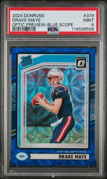 2024 Donruss Optic Rated Rookie Preview Blue Scope Drake Maye #379 PSA 9