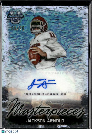 Jackson Arnold 2023 Bowman University Best Masterpieces Autograph Auto /75 Oklahoma Sooners