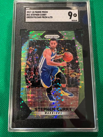 2017 prizm stephen curry green pulsar 6/25 rare 🔥 sgc 9
