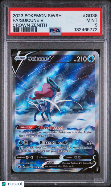 Crown Zenith: Galarian Gallery Suicune V Foil Ultra Rare PSA 9 #GG38