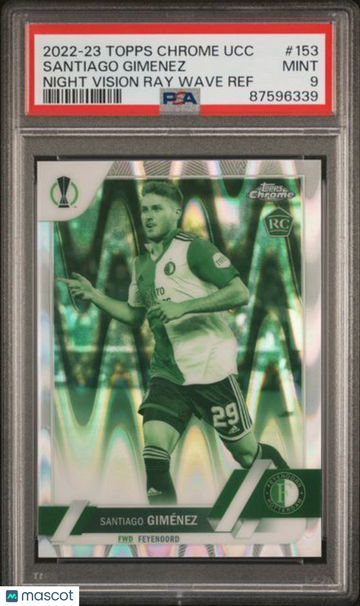 2022-23 Topps Chrome UEFA Club Competitions Santiago Gimenez #153 Night Vision Ray Wave PSA 9