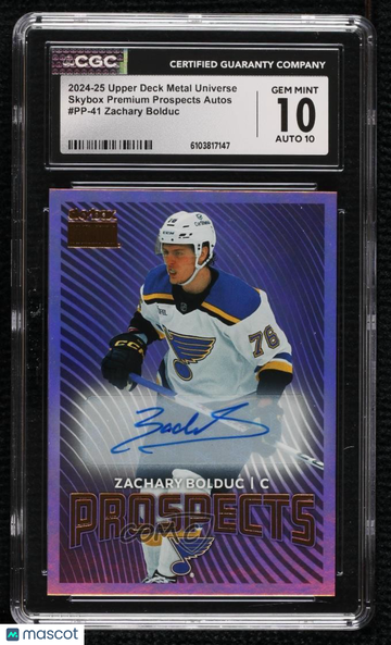 2024-25 Skybox Metal Universe - Premium Prospects - Autographs Zachary Bolduc #PP-41 Autographs Rookie CGC 10 Auto 10