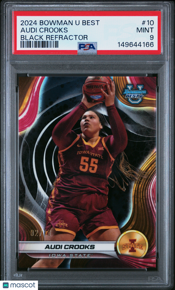 2024 Bowman University Best Audi Crooks #10 Black Refractor /10 PSA 9