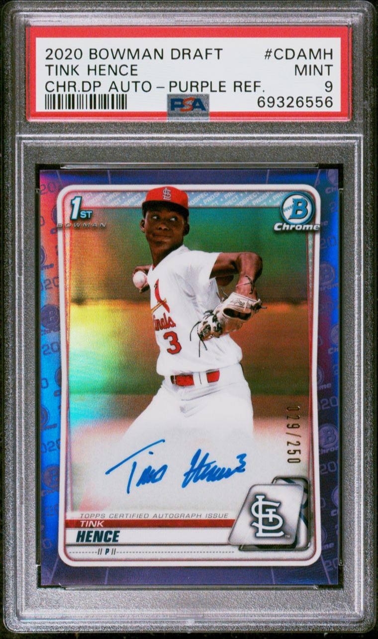 Tink Hence - 2020 Bowman Chrome Draft Picks - Purple Refractor 29/250 - PSA 9