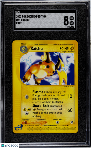 2002 Pokemon Expedition Raichu SGC 8 #61