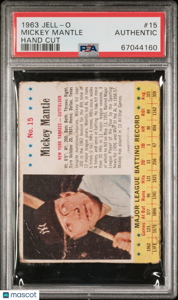 1963 Jello-O Jello #15 Mickey Mantle PSA A RARE!
