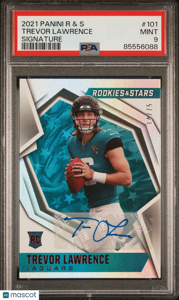 2021 Panini Rookies & Stars Trevor Lawrence #101 Signature /75 Rookie PSA 9