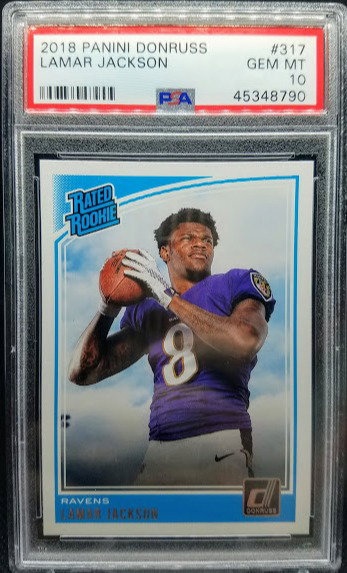 Lamar Jackson 2018 Panini Donruss RC Rookie # 317 Graded PSA Gem Mint 10