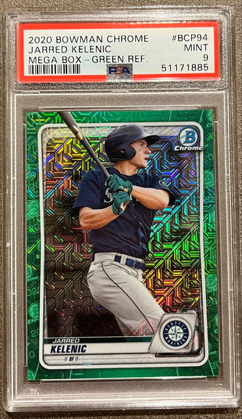 MINT PSA 9 Jarred Kelenic Rookie RC GREEN MOJO Mega Box Refractor 2020 Bowman 