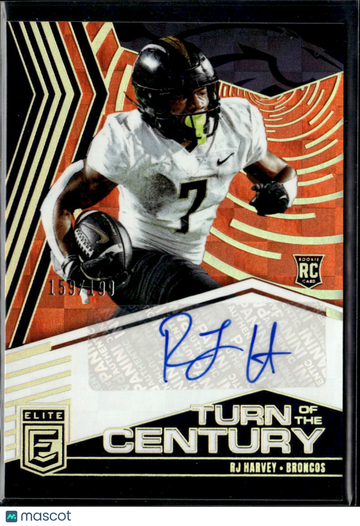 RJ Harvey 2025 Panini Donruss Elite Turn of the Century RC Auto /199 Denver Broncos