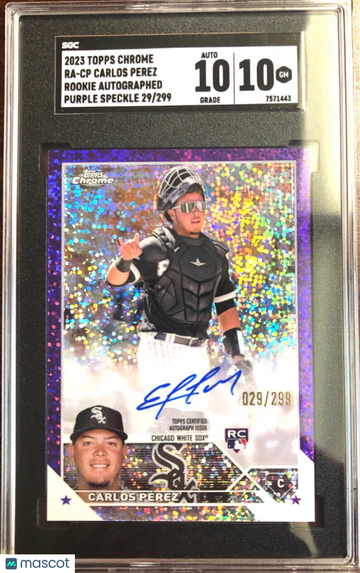 2023 Topps Chrome CARLOS PEREZ Auto Purple Speckle Refractor /299 RC #RA-CP