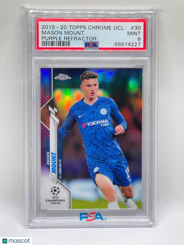 2019 Topps Chrome UEFA Champions League Mason Mount #30 Purple Refractor PSA 9