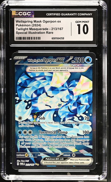 2024 Pokemon #213/167 Wellspring Mask Ogrepon Twilight Masquerade CGC 10
