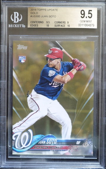 BGS 9;5 - 2018 TOPPS UPDATE JUAN SOTO RC #US300 (0833/2018) GOLD w/2x 10s