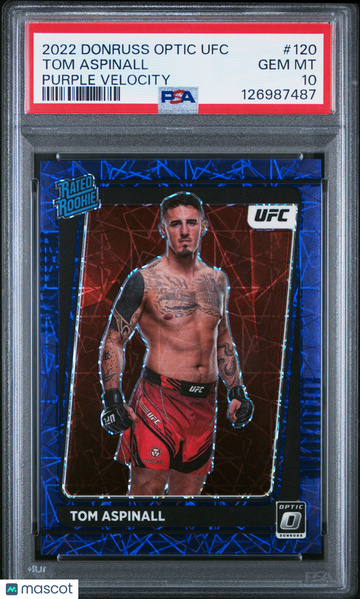 2022 Panini Donruss Optic UFC Tom Aspinall #120 Purple Velocity PSA 10