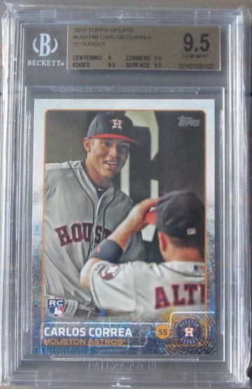 2015 Topps Update US174B Carlos Correa SP In Dugout Variation BGS 9.5 Gem Mint