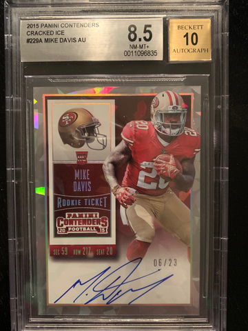 2015 Contenders Cracked Ice Mike Davis BGS 8.5 w/ 10 auto 