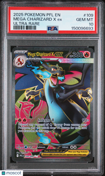 2025 Pokemon PFL EN-Phantasmal Flames Mega Charizard X EX Ultra Rare PSA 10 #109