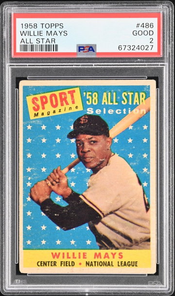 1958 Topps #486 Willie Mays All Star PSA 2