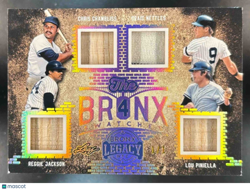 2024 Bronx Legacy Reggie Jackson Lou Piniella Chris Chambliss Graig Nettles #TB4-1 The 4 Swatches Game Used Bat Pieces