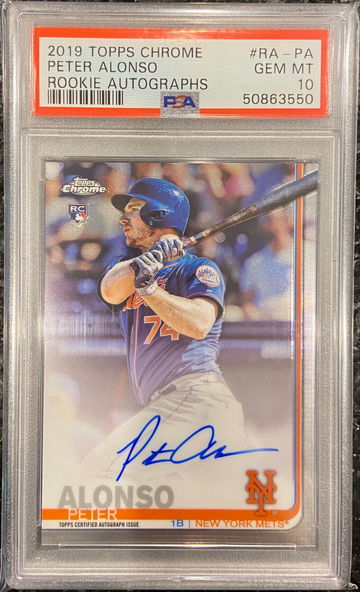 2019 Topps Chrome Pete Alonso Rookie RC Auto PSA 10 Mets #RA-PA Gem Mint