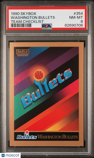 1990 91 Skybox WASHINGTON BULLETS Team Checklist #354 PSA 8