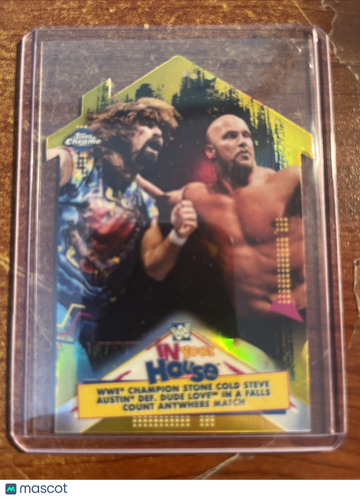 2021 Topps Chrome WWE Stone Cold Steve Austin #IYH-18 Gold Refractor On-Card Autograph Parallel Insert Topps