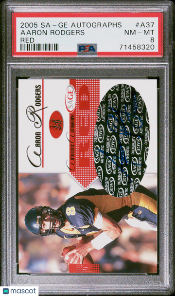 2005 Sa-Ge Autographs Aaron Rodgers #A37 Red PSA 8 Auto