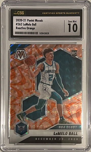 2020-21 Panini Mosaic Lamelo Ball NBA Debut Reavtive Orange RC CSG 10 Hornets