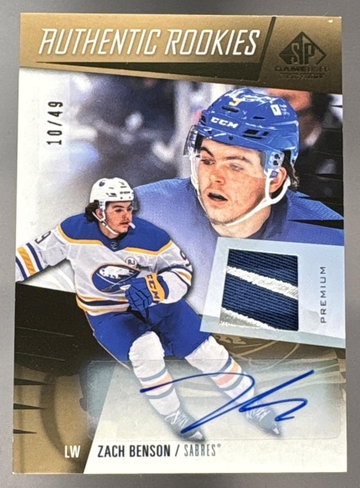 2023 Upper Deck SP Game-Used Zach Benson Rookie Patch Auto /49