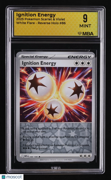 2025 Pokemon Scarlet & Violet White Flare Ignition Energy Reverse Holo MBA 9 #86