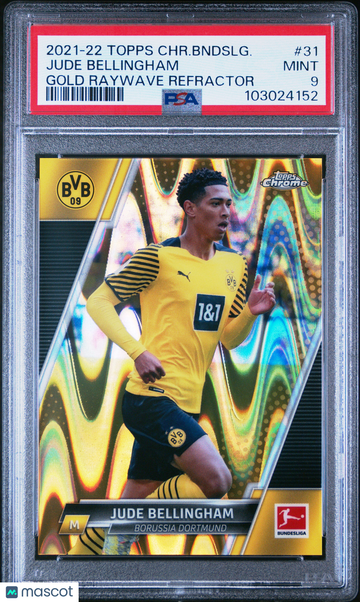 2021 Topps Chrome Bundesliga Jude Bellingham #31 Gold Raywave Refractor PSA 9