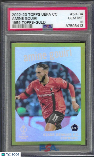 2022 Topps UEFA Club Competitions 1959 Topps Amine Gouiri #59-34 Gold PSA 10