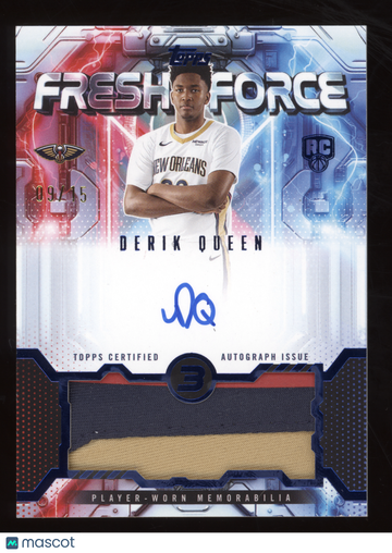 2025 Topps 3 Fresh Force Relic Autograph Derik Queen #FFR-DQ Blue /15 RC