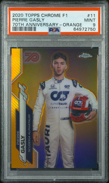 2020 Topps Chrome F1 Pierre Gasly 70th Anniversary Orange Refractor Formula 1  PSA 9
