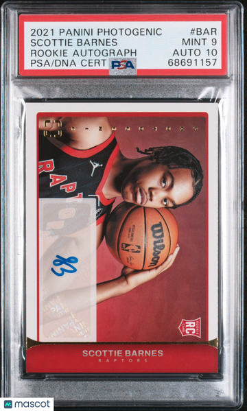 2021 Panini Photogenic Rookie Autographs Scottie Barnes #BAR PSA 9 Auto 10