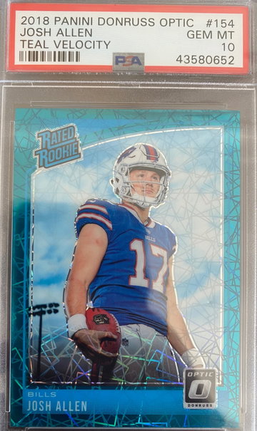 JOSH ALLEN 2018 OPTIC TEAL VELOCITY CASE HIT PSA 10 GEM MINT