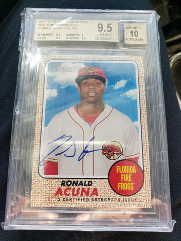 BGS 9.5/10 - 2017 TOPPS HERITAGE MINORS RONALD ACUNA JR. AUTO RC 