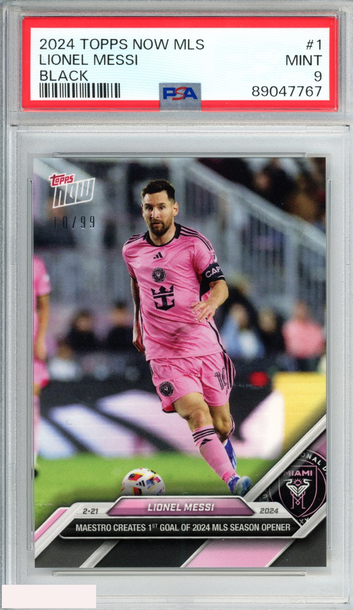 2024 TOPPS NOW MLS LIONEL MESSI #1 BLACK 10 OF 99 INTER MIAMI PSA 9 MINT