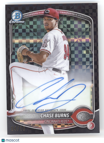 2025 Bowman Chrome Prospect Autographs Chase Burns #CPA-CB Black X-Fractor /10