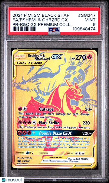 2021 Pokemon SM Black Star Promo Rshrm. & Chrzrd. GX PR-R&C GX Premium Coll. PSA 9 #SM247