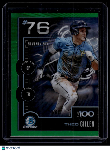 2025 Bowman Theo Gillen #BTP-76 Bowman Scouts Top 100 Green Refractor SN