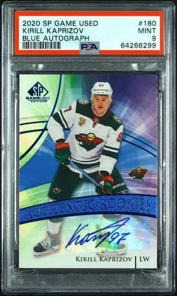 2021 SP Game Used Kirill Kaprizov #180 BLUE AUTOGRAPH PSA 9
