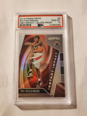 Rui Hachimura 2019 Prizm Instant Impact Silver Prizm RC PSA 10